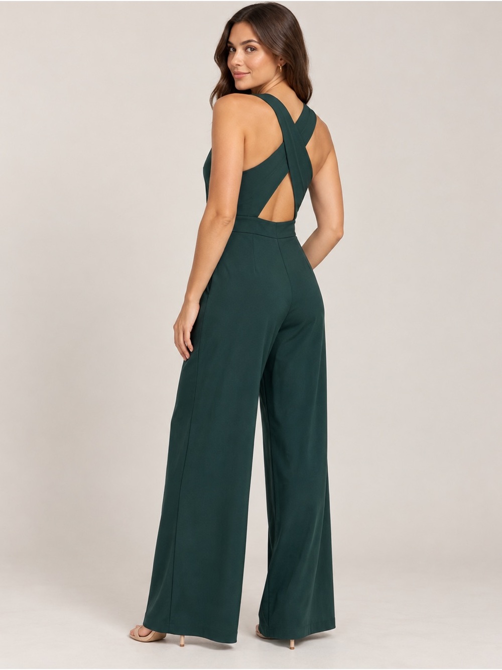 Women’s medium deep green wide leg jumpsuit